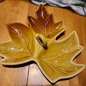 Divided Leaf Dish, Autumn's Bounty, 11x11 In, Fall, Thanksgiving Linens & Things